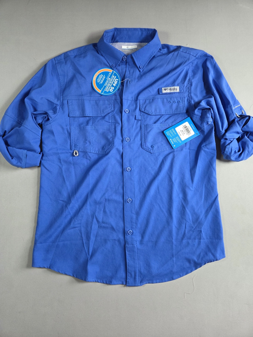 Columbia PGG Men's Blue Long Sleeve Fishing Shirt UPF 50 SIZE XS